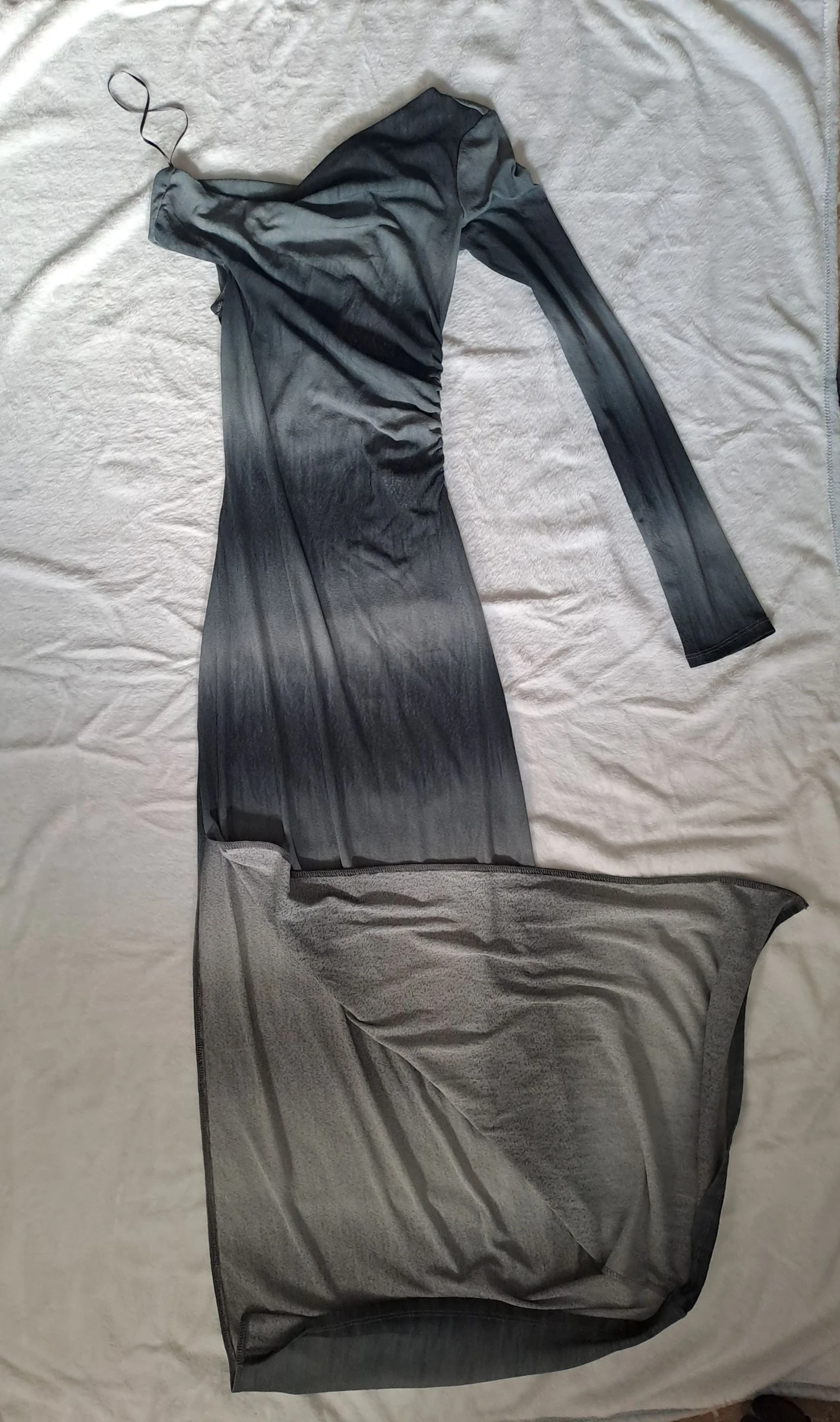 Asymmetrische halfdoorzichtige jurk zwart/grijs maat S – photo 2